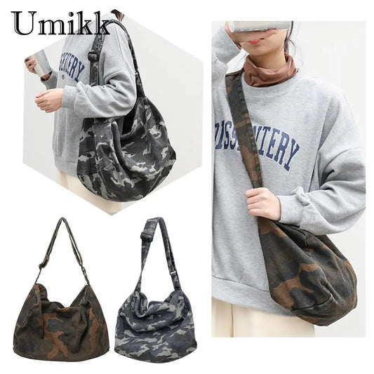 Casual Camouflage Canvas Messenger Bag - Large Capacity