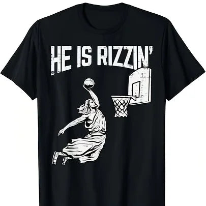 He Is Rizzin Jesus Basketball T-Shirt
