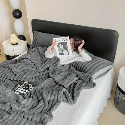 Thick Striped Warm Blanket