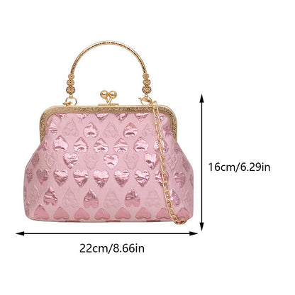 Evening Clutch/Purse W/ Heart Pattern and Chain Strap