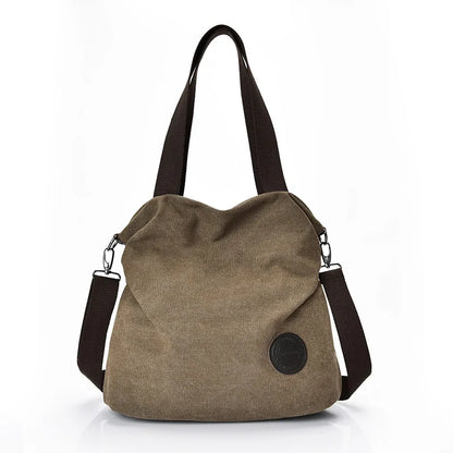 Large Capacity Canvas Handbag with Single Shoulder Strap