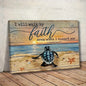 1PC Wood Framed Canvas of Turtle Painting With Scripture