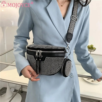 Rhinestone Chest/Waist Belt/Crossbody Handbag