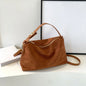 Soft Matte Suede Leather Crossbody Handbag w/ Adjustable Strap