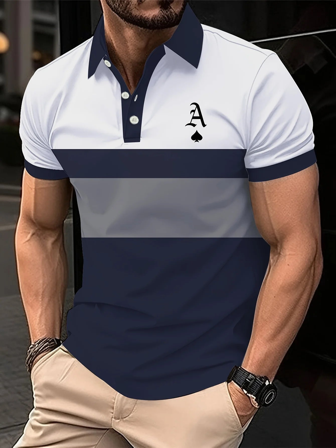 Striped short sleeve polo
