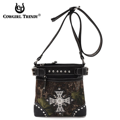 Camouflage Crossbody handbag with Rhinestone Cross