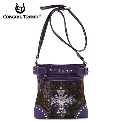Camouflage Crossbody handbag with Rhinestone Cross