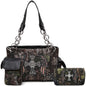Camouflage W/ Rhinestone Cross Wings Purse W/ Matching Wallet Set