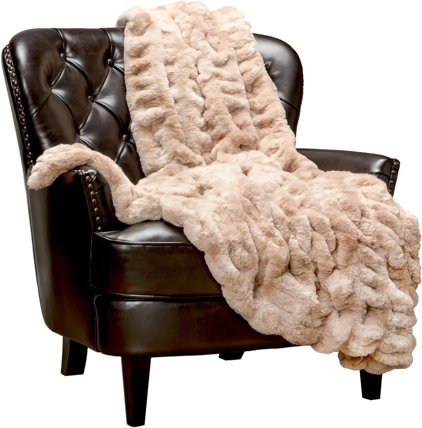 Premium Luxuriously soft, Faux Fur Throw/Blanket - 50" x 65\u201d - Off White