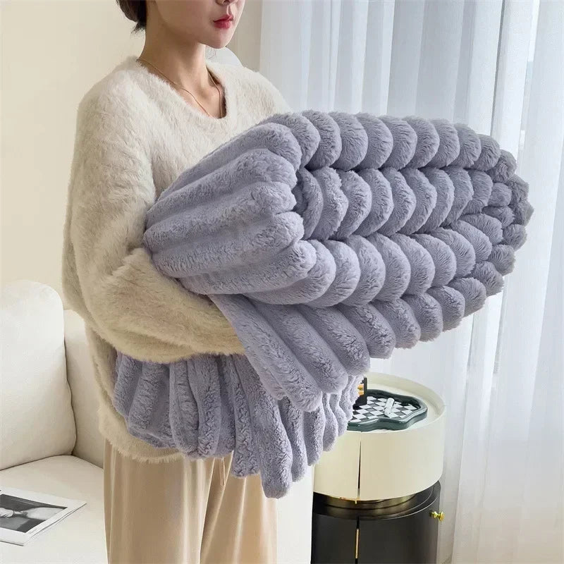 Thick Striped Warm Blanket