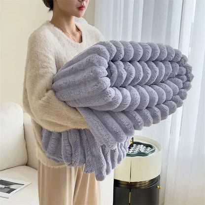 Thick Striped Warm Blanket