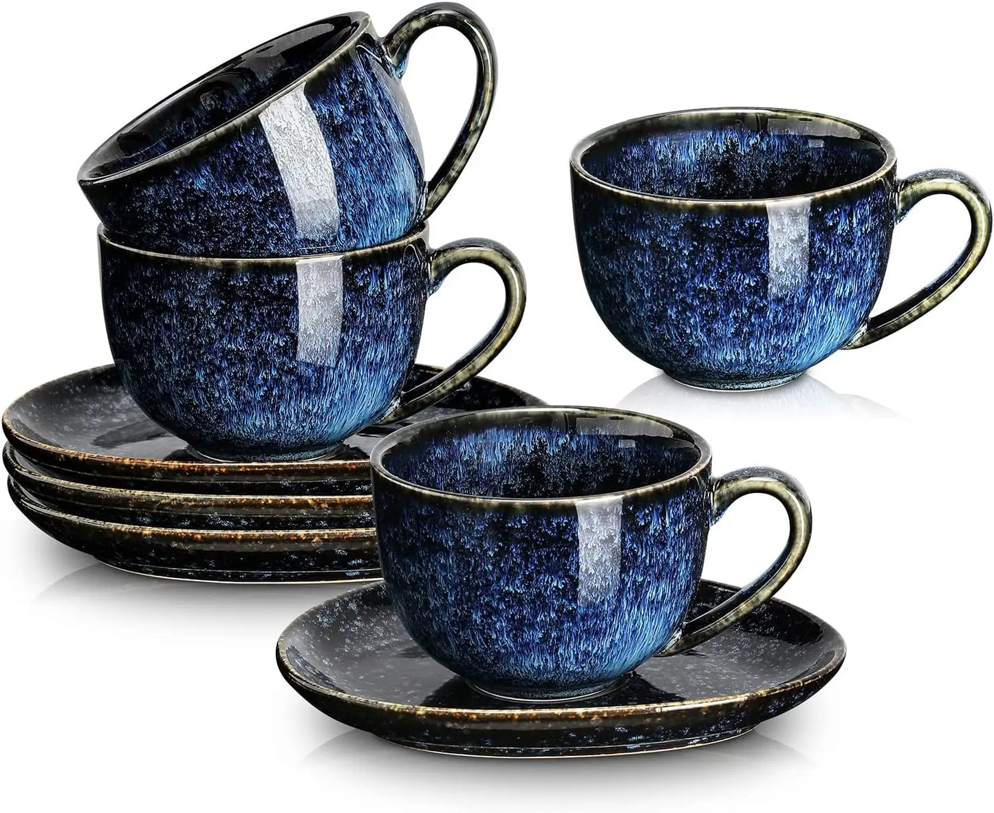 Set of 4 - 6.5 oz Cappuccino Cups with Saucers