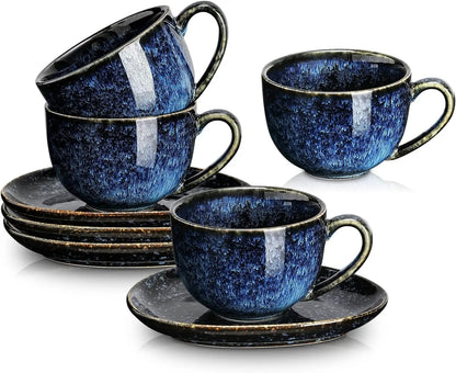 Set of 4 - 6.5 oz Cappuccino Cups with Saucers