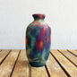 7 inch Raku Ceramic Pottery Vase - Carbon Half Copper