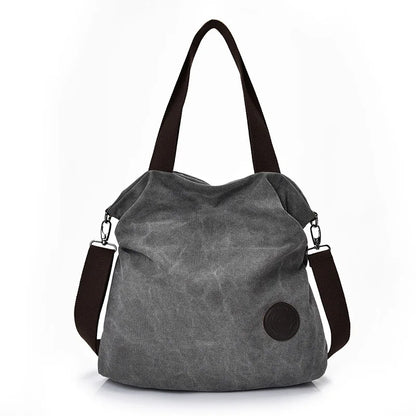 Large Capacity Canvas Handbag with Single Shoulder Strap