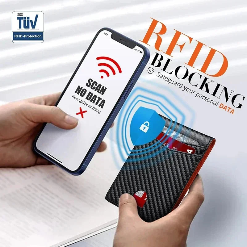RFID Protection Carbon Leather Wallet
