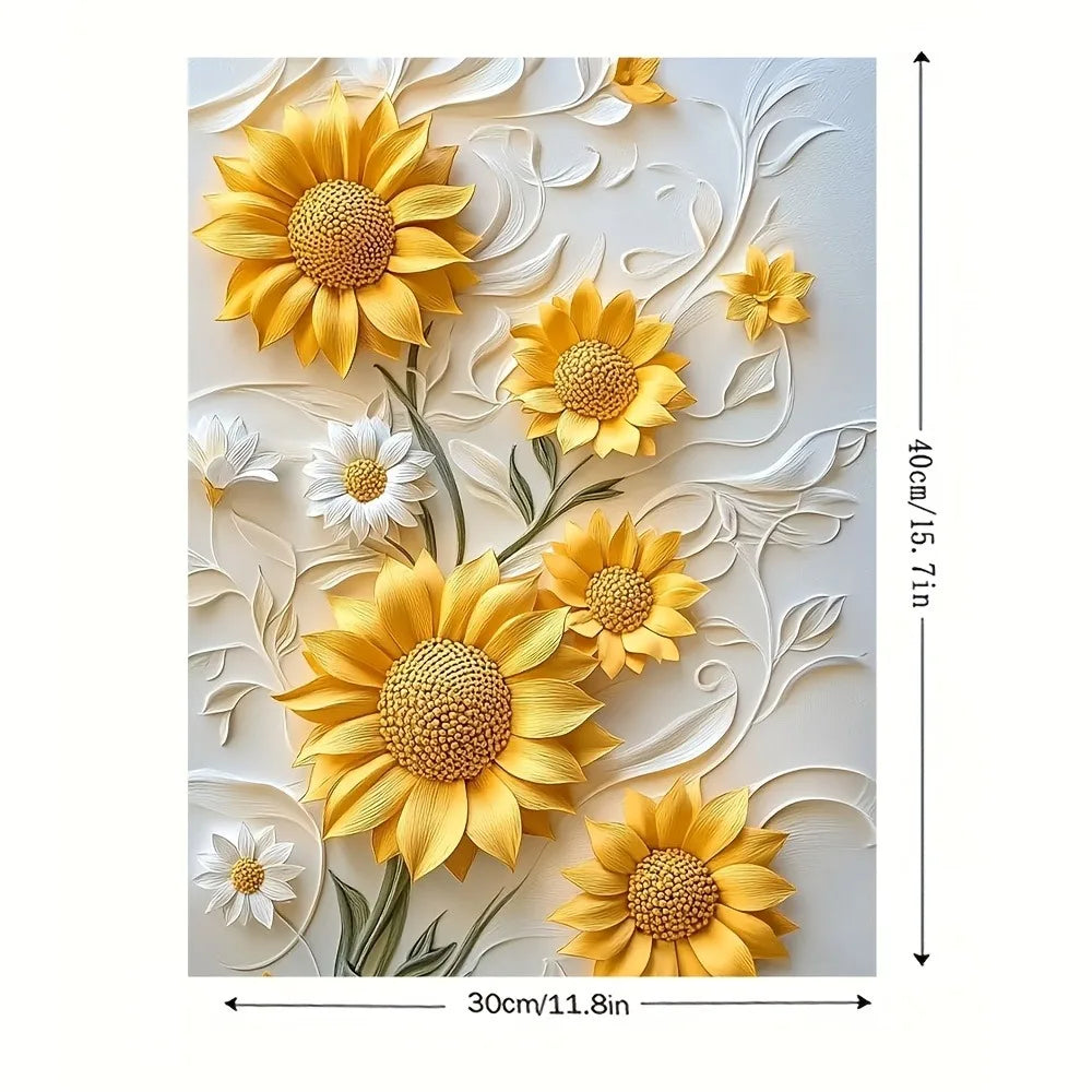 3D sunflower canvas art with wood frame