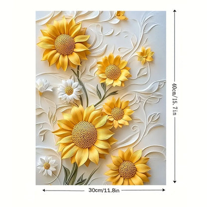3D sunflower canvas art with wood frame
