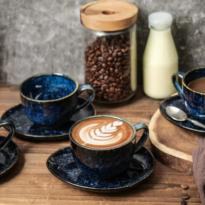 Set of 4 - 6.5 oz Cappuccino Cups with Saucers