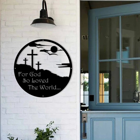 1pc Metal "For God So Loved The World" Sign