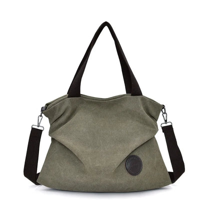 Large Capacity Canvas Handbag with Single Shoulder Strap