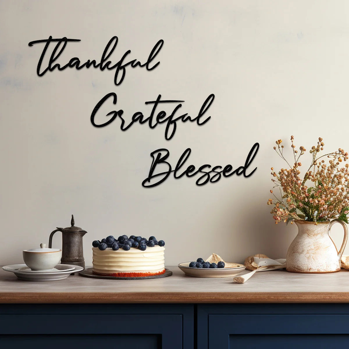 3pc "Thankful...Grateful....Blessed" Metal Wall Art