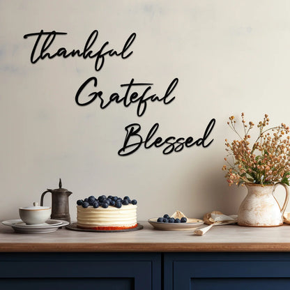 3pc "Thankful...Grateful....Blessed" Metal Wall Art