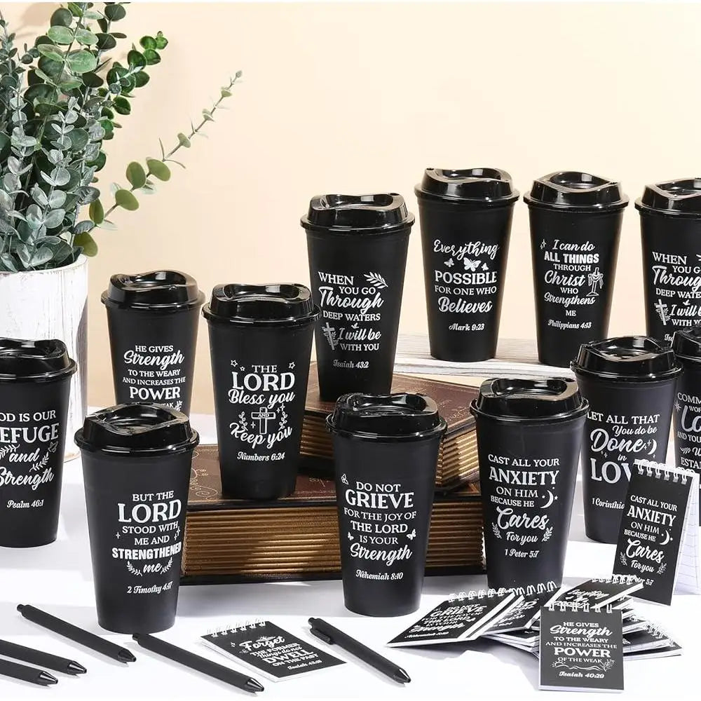 48 Pack Christian Scripture to-go Coffee Mugs with Lid/Straw