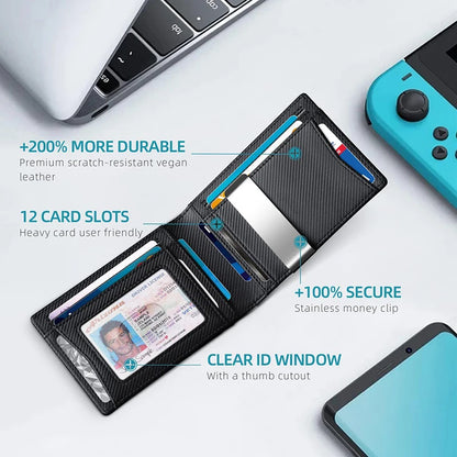 RFID Protection Carbon Leather Wallet