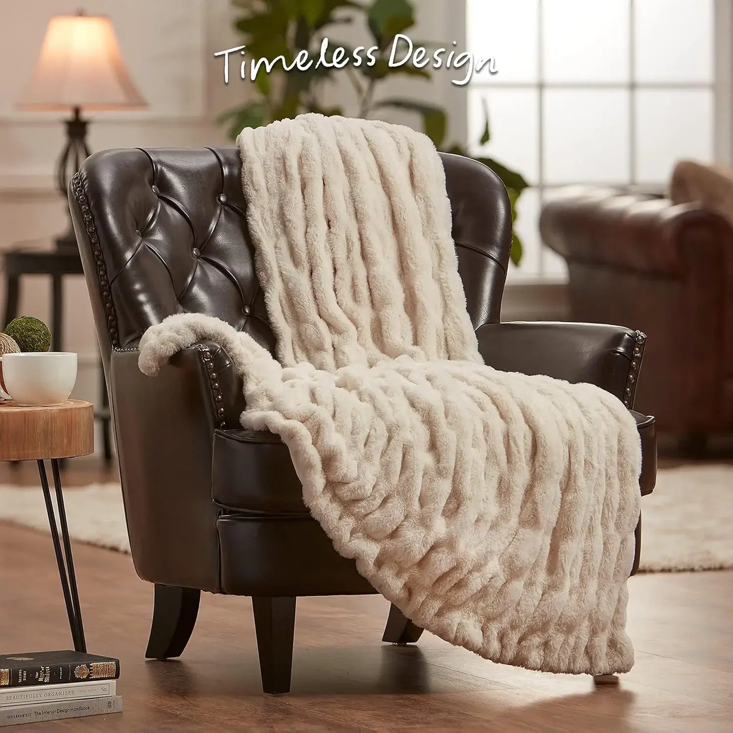 Premium Luxuriously soft, Faux Fur Throw/Blanket - 50" x 65\u201d - Off White