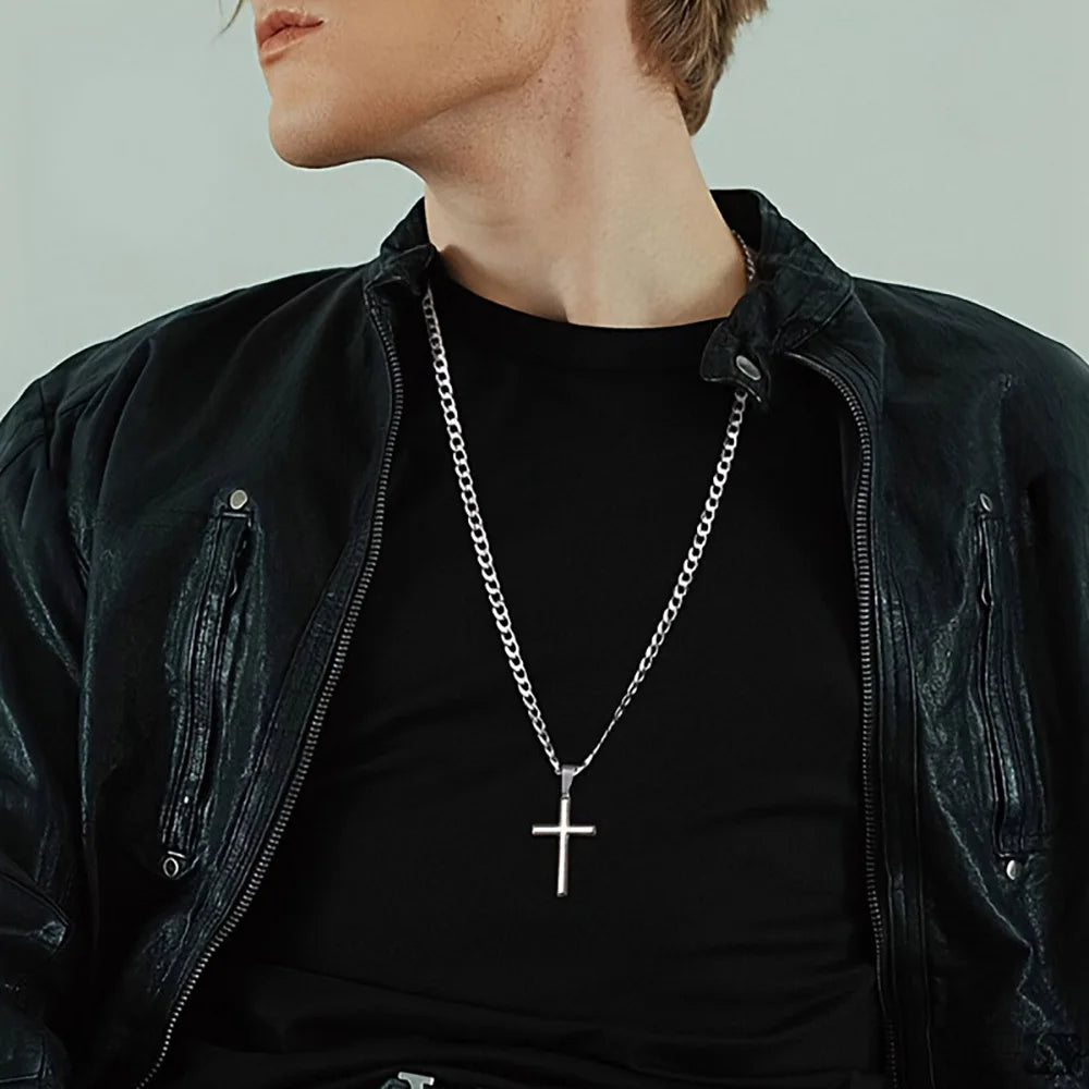 925 Sterling Silver Cross Necklace for Men/Women