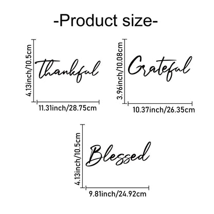 3pc "Thankful...Grateful....Blessed" Metal Wall Art