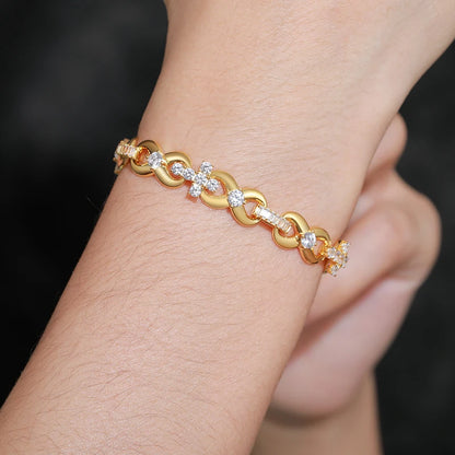 NEW STYLE S925 Silver Iced Out Cross Infinity Bracelet With Baguette Link For Women/Men