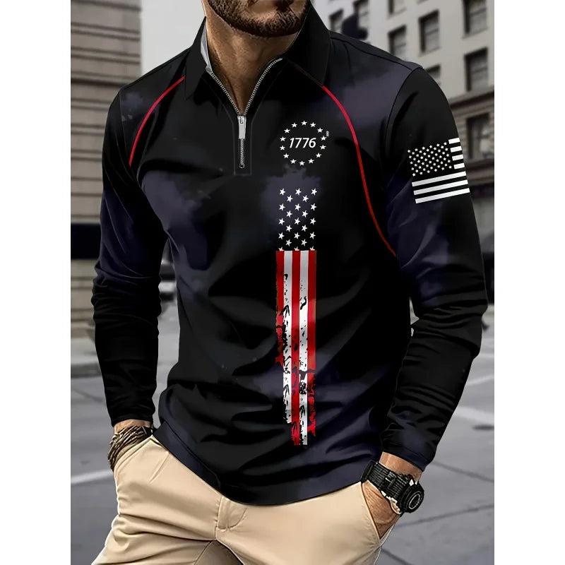 Men's American Flag Quarter Zip Shirt