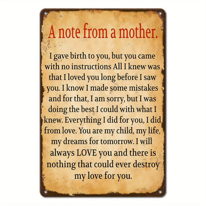 Vintage, Rustic Style Metal Sign - 8 X 12 Inches