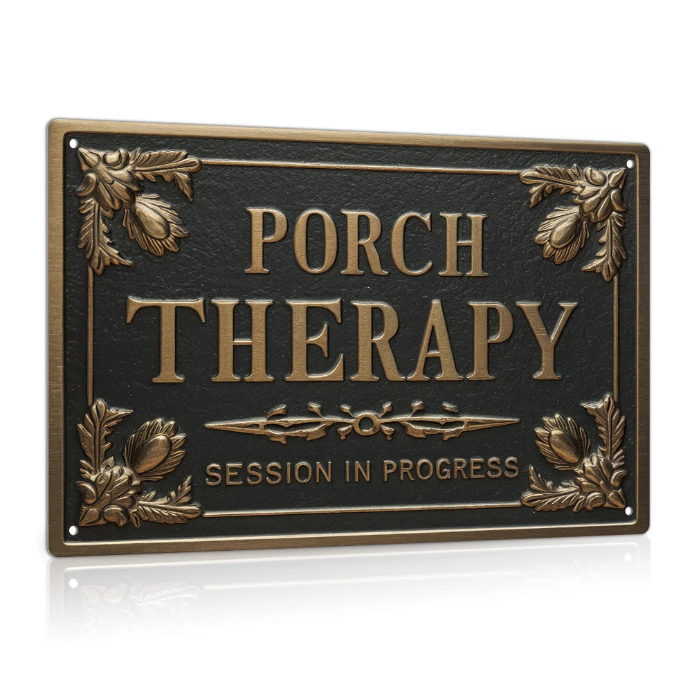 7.8 X 11.8 Inch PORCH THERAPY Vintage Metal Sign