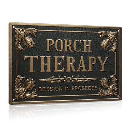 7.8 X 11.8 Inch PORCH THERAPY Vintage Metal Sign