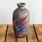 7 inch Raku Ceramic Pottery Vase - Carbon Half Copper