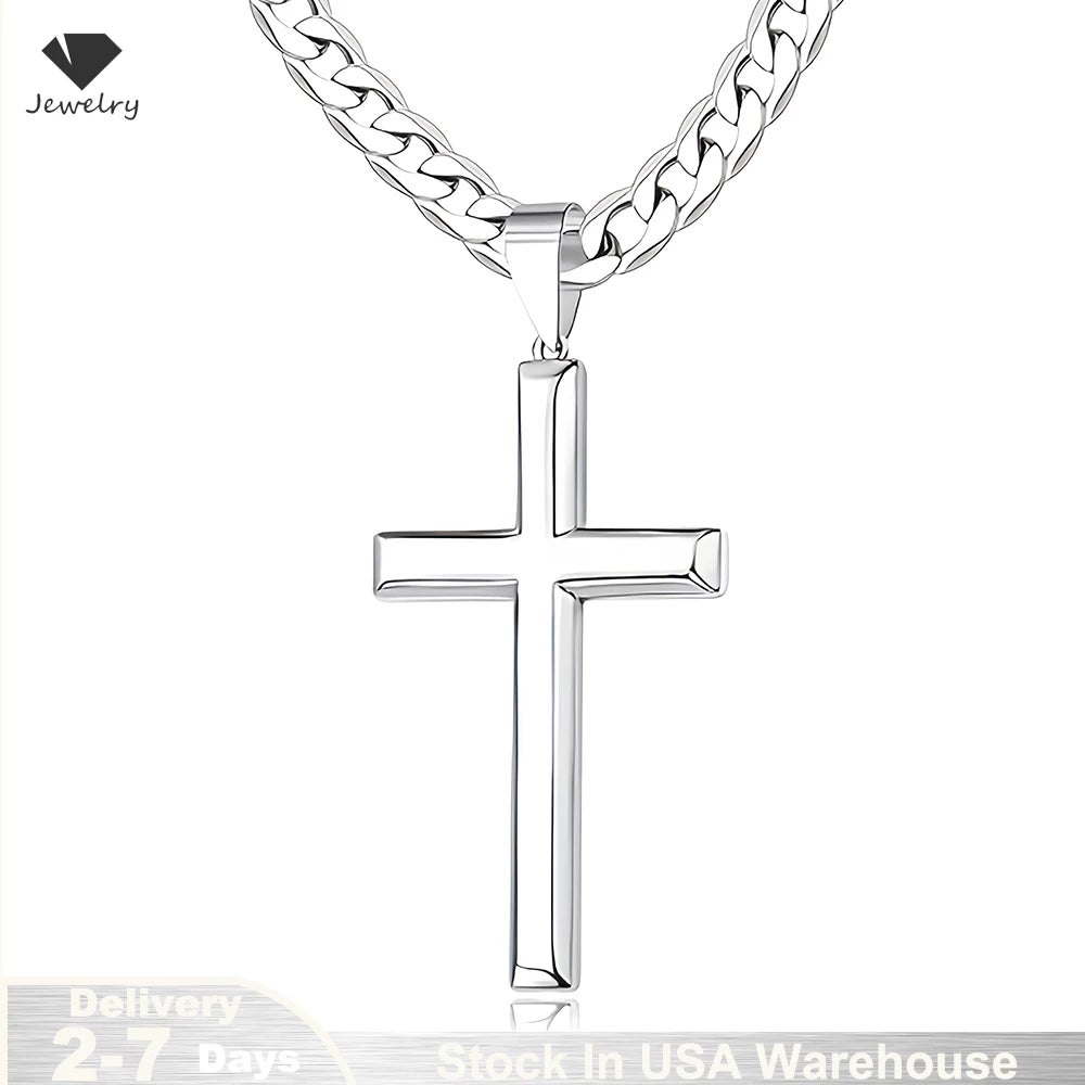 925 Sterling Silver Cross Necklace for Men/Women