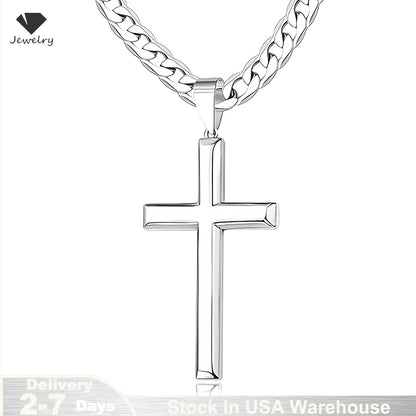 925 Sterling Silver Cross Necklace for Men/Women