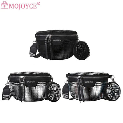 Rhinestone Chest/Waist Belt/Crossbody Handbag