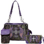 Camouflage W/ Rhinestone Cross Wings Purse W/ Matching Wallet Set