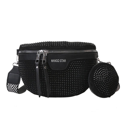 Rhinestone Chest/Waist Belt/Crossbody Handbag