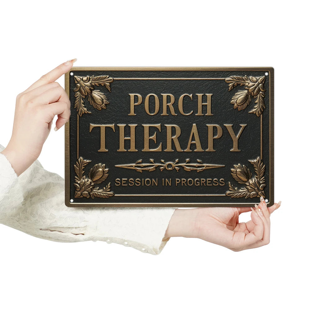 7.8 X 11.8 Inch PORCH THERAPY Vintage Metal Sign