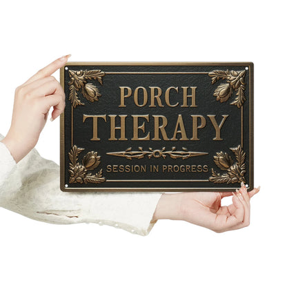 7.8 X 11.8 Inch PORCH THERAPY Vintage Metal Sign