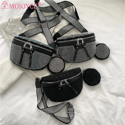 Rhinestone Chest/Waist Belt/Crossbody Handbag