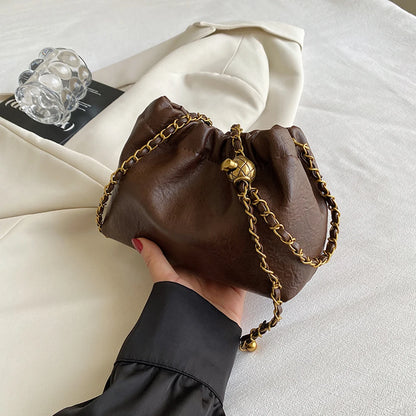 PU Leather Crossbody W/ Chain Shoulder Strap