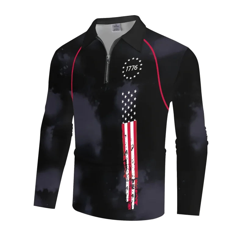 Men's American Flag Quarter Zip Shirt