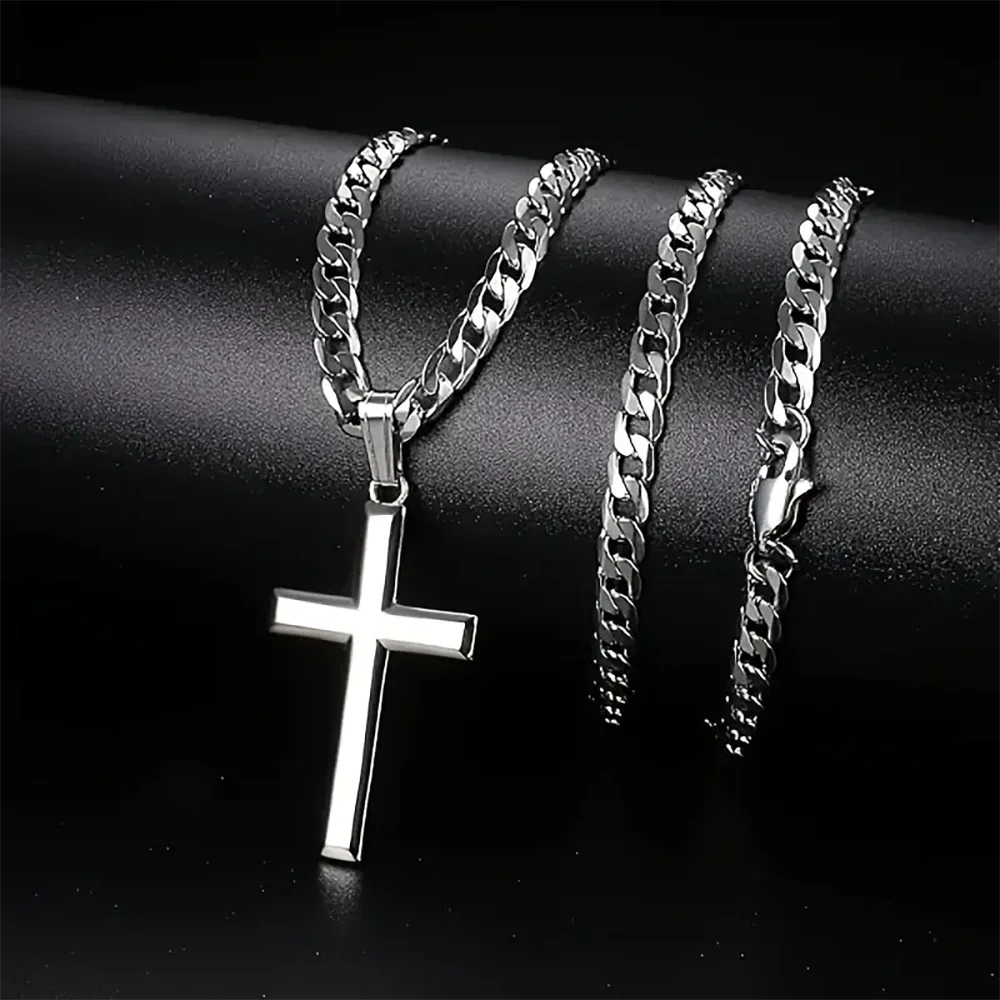 925 Sterling Silver Cross Necklace for Men/Women