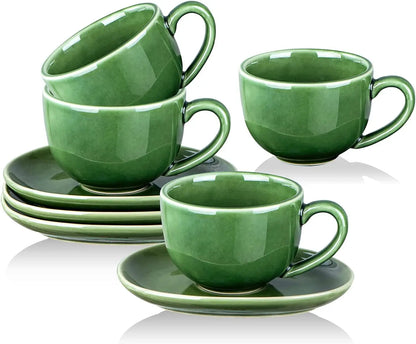 Set of 4 - 6.5 oz Cappuccino Cups with Saucers